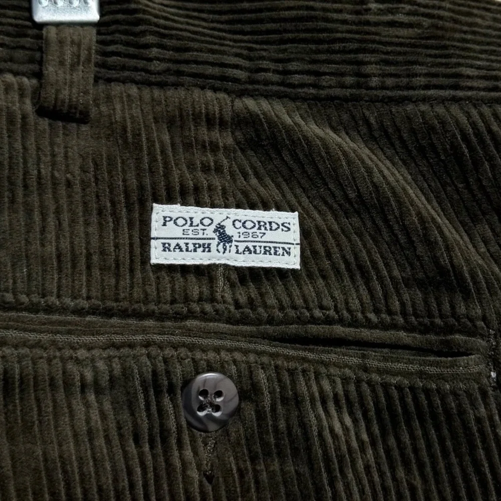 Polo Ralph Lauren Andrew Pant Mens 42x34 Brown Corduroy Pleated Trousers